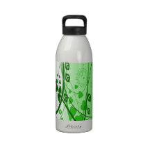 Swirly Green Abstract Vines Drinking Bottles