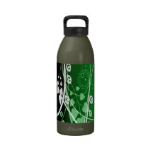 Swirly Green and White Vines Reusable Water Bottles