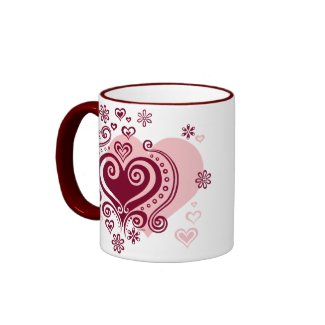 Swirly hearts and flowers Mug mug