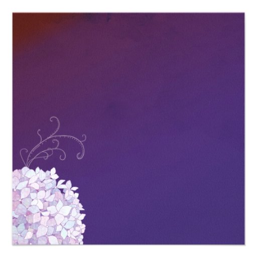 Swirly Hydrangea Deep Purple Wedding Shower Invite