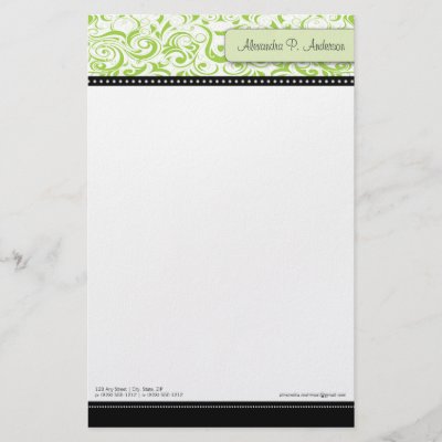 Swirly Lime Boutique Designer Stationery