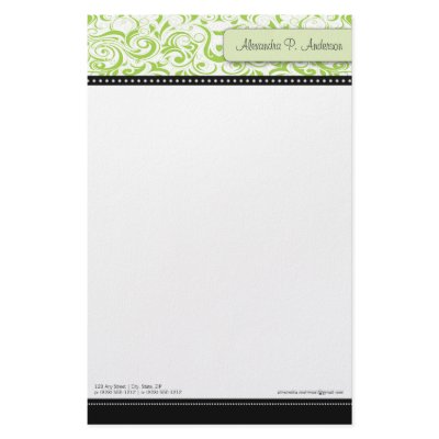 Swirly Lime Boutique Designer Stationery