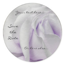 Swirly Pale White and Violet Rose Wedding Stickers by naturalilly Swirly Pale White and Violet Rose Wedding Stickers