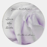 Swirly Pale White and Violet Rose Wedding Stickers