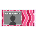 Swirly Pink Striped Personalized Photo Card