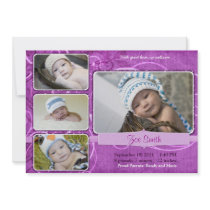 Swirly Purple Fancy Unique Birth Announcement