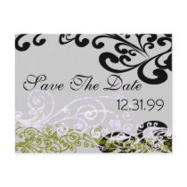 Swirly Purple & Green Save The Date postcards by WeddingInvitations Swirly Purple & Green Save The Date postcards