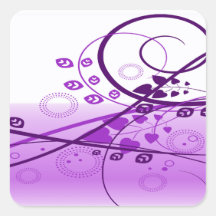 Swirly Purple Vines Square Sticker