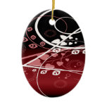 Swirly Red and White Vines Christmas Tree Ornament