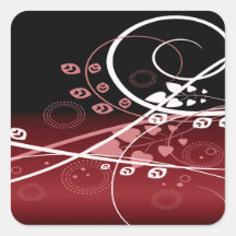 Swirly Red and WhiteVine Square Stickers