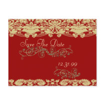 Swirly Save The Date Vintage Floral Damask postcards by WeddingInvitations Swirly Save The Date Vintage Floral Damask postcards