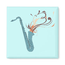 Swirly Sax Magnet by marchingbandstuff Swirly Sax Magnet