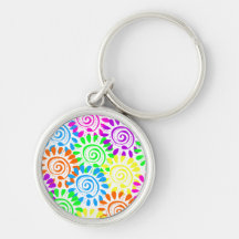 Swirly Sunshine Flowers Key Chains