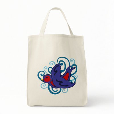 Swirly Swallow Tote Bags by toxiferous
