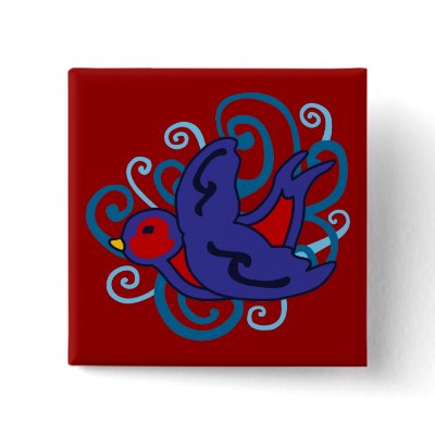 Swirly Swallow Pinback Buttons by toxiferous