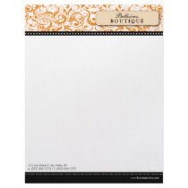 Swirly Tangerine Boutique Designer Letterhead by BeezKneez Swirly Tangerine Boutique Designer Letterhead