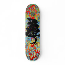 Swirly Tree with Birds Custom Skateboard