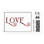 Swirly twirly love font postage stamps