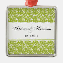 Swirly Vine Damask Wedding Ornament