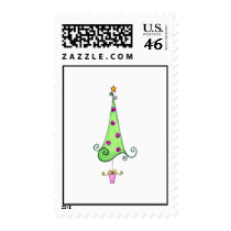 Swirly Whimsical Christmas tree postage