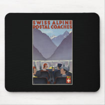 Swiss alpine postal coaches mouse pad