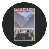 Swiss alpine postal coaches round sticker