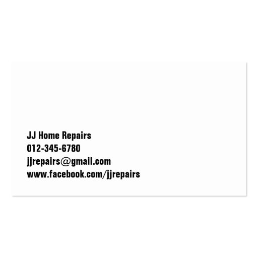 Swiss Army Knife Home Repairs White Business Card (back side)