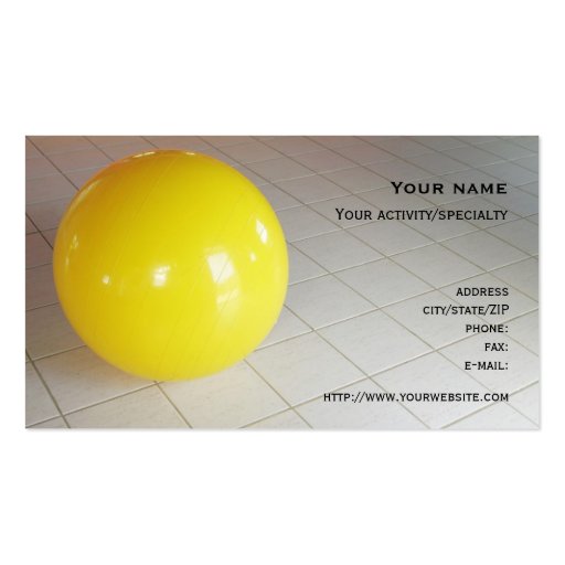 "Swiss ball" business card (front side)