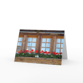 Swiss Chalet Windows Greetings Card card