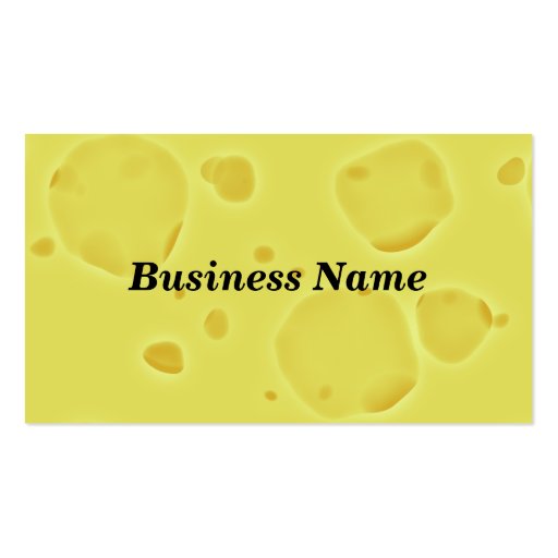 Swiss Cheese Black Background Business Cards (front side)