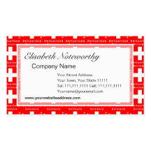 Swiss Flag I Love Switzerland Red and White Business Card