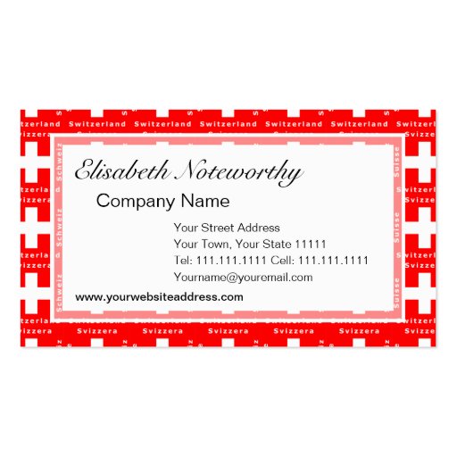 Swiss Flag I Love Switzerland Red and White Business Card