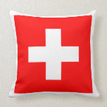 Swiss Flag I Love Switzerland Red and White Throw Pillows