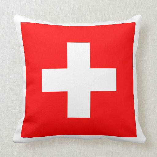 Swiss Flag I Love Switzerland Red and White Throw Pillows