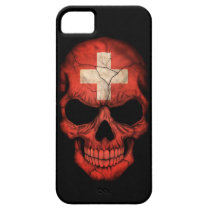 Swiss Flag Skull on Black iPhone 5 Cover