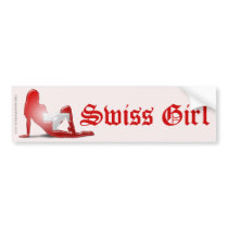 Swiss Girl Silhouette Flag Bumper Sticker