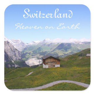 Swiss house and alps sticker