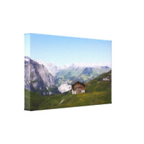 Swiss house and alps canvas prints