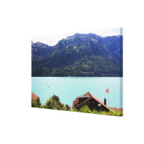 Swiss house with flag canvas prints