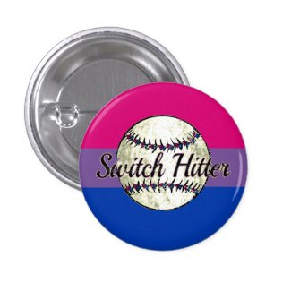 Switch Hitter With Bi Pride Flag Pinback Button