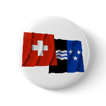 Switzerland & Aargau Waving Flags Buttons