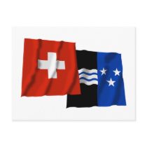 Switzerland & Aargau Waving Flags Postcards