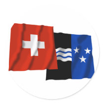 Switzerland & Aargau Waving Flags Round Sticker