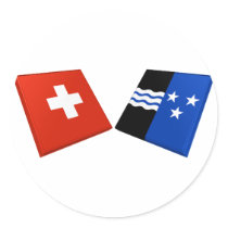 Switzerland and Aargau Flags Round Stickers