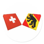 Switzerland and Bern Flags Round Stickers