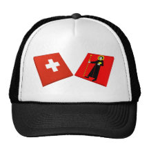 Switzerland and Glarus Flags Mesh Hats
