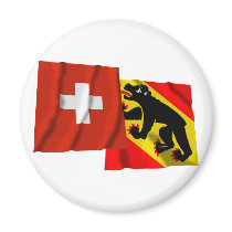 Switzerland & Bern Waving Flags Fridge Magnets