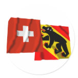 Switzerland & Bern Waving Flags Stickers