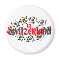 Switzerland Edelweiss Button Fridge Magnets