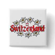 Switzerland Edelweiss Sq Button